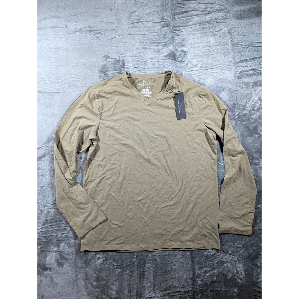 Marc Anthony Mens XL Long Sleeve V-Neck T-Shirt Dusky Green NEW